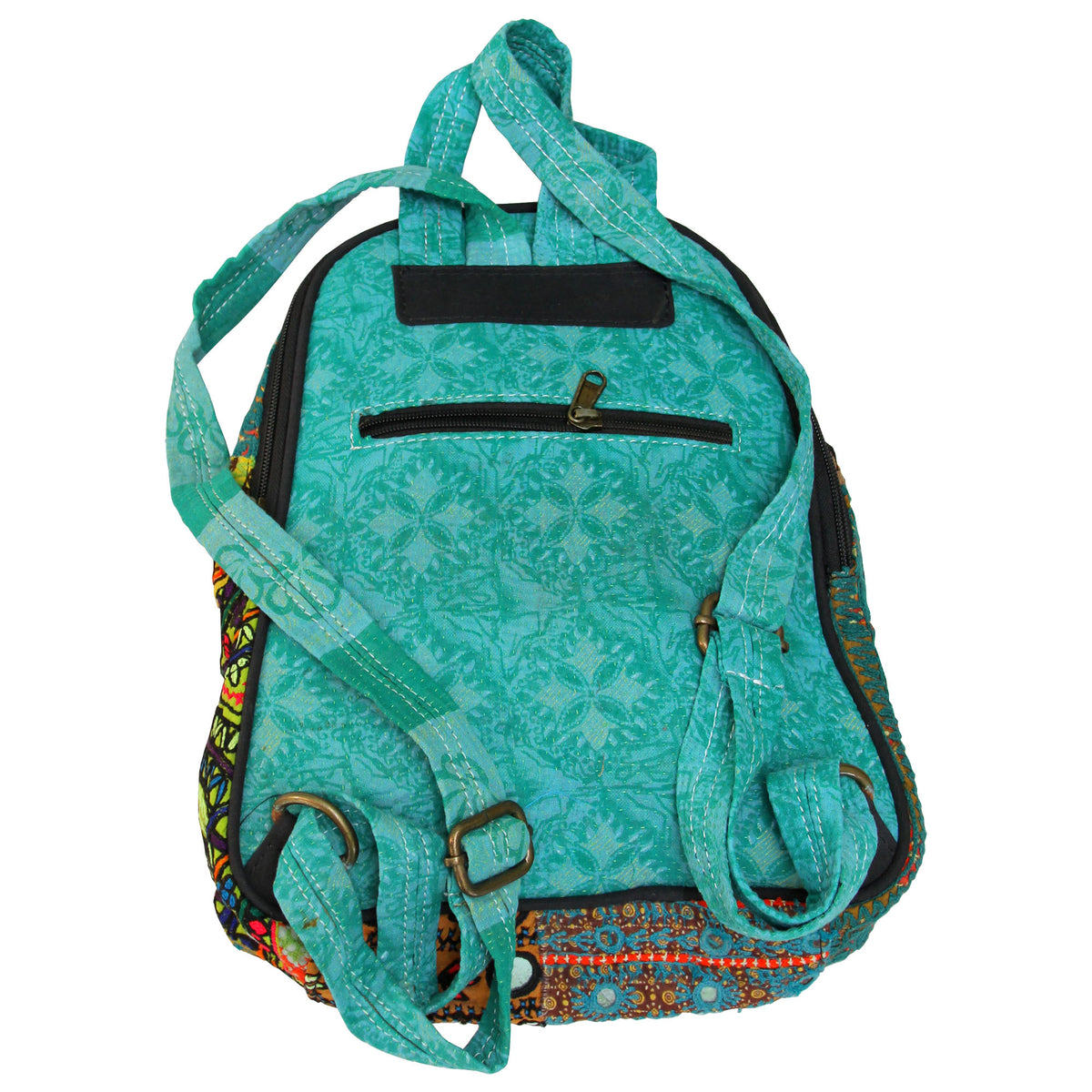 Vintage Banjara Backpack -Mirror Teal Floral