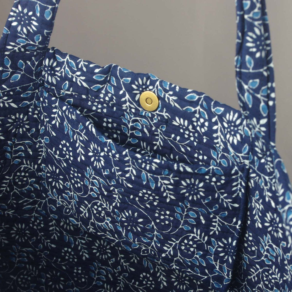 Cotton Quilted Large Shoppping / Beach Bag - Indigo Floral Jaal