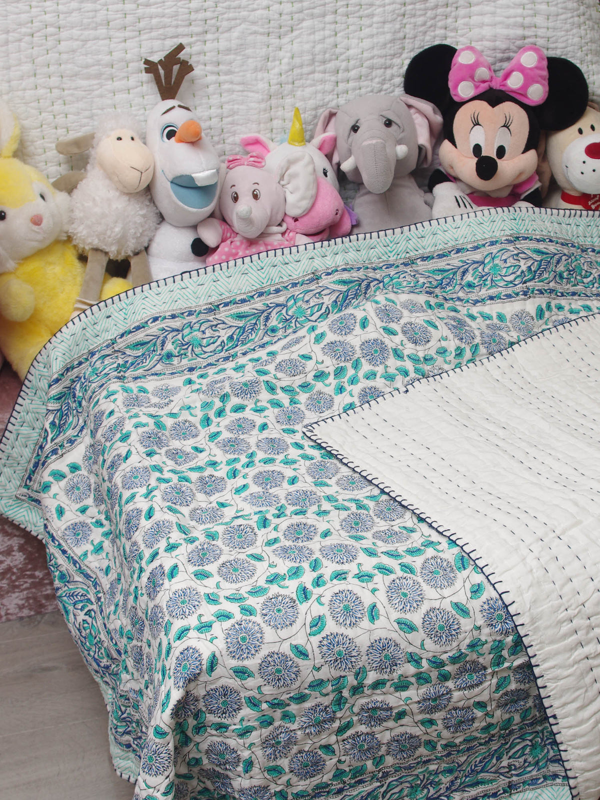 Kantha Blanket Quilt BQ12 aus reiner weicher Baumwolle für Babys