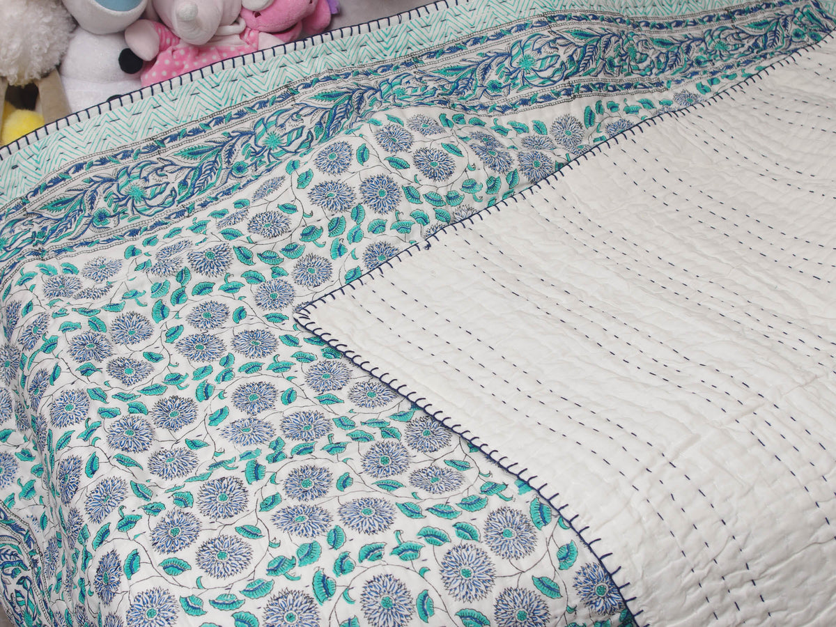Kantha Blanket Quilt BQ12 aus reiner weicher Baumwolle für Babys