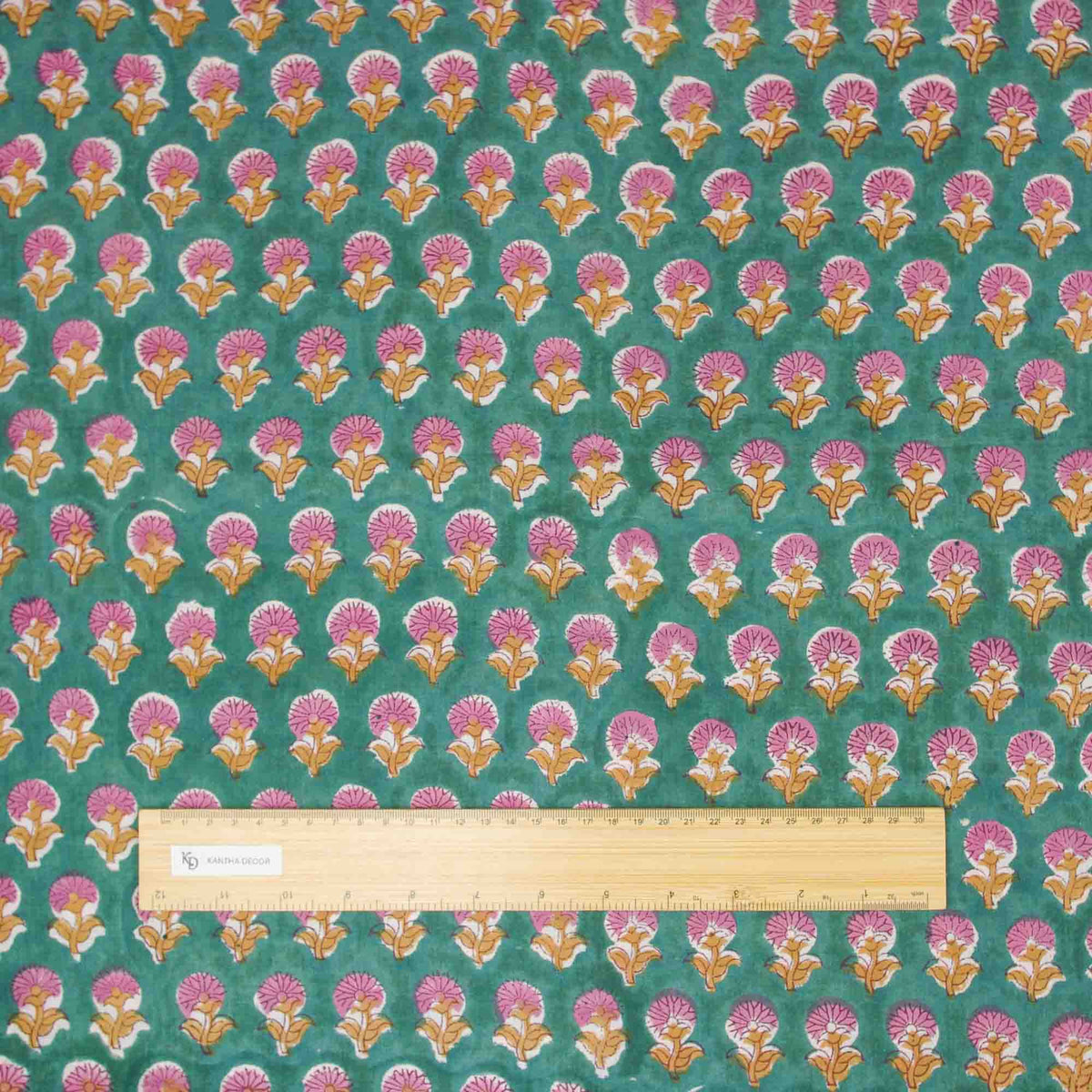 Indischer Handblockdruck Dunkelblaues Blumenmuster 100 % Baumwolle Damenkleid Stoffdesign 16