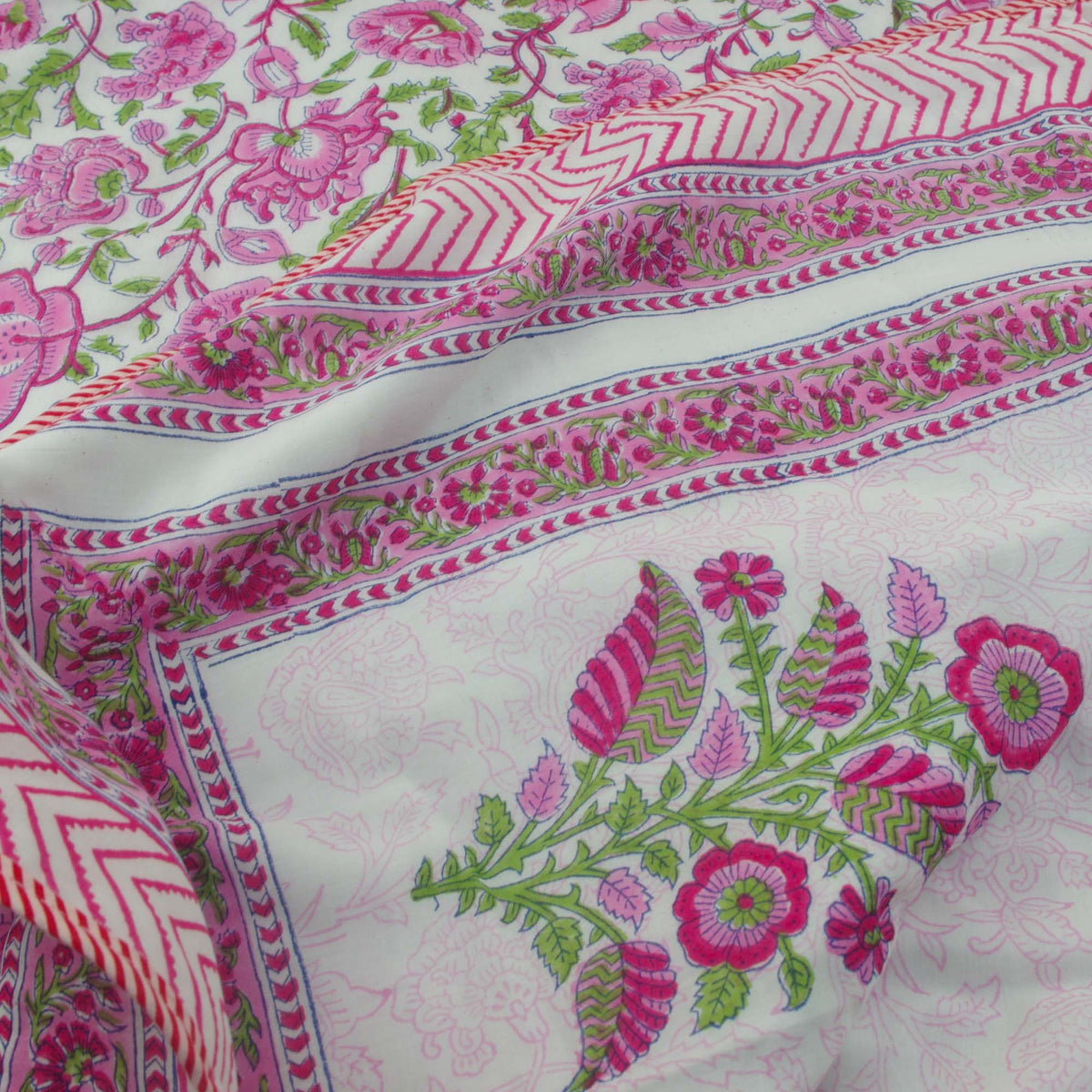 Pink Vines Floral Pattern Reversible Dohar Quilt Comforter DQ11