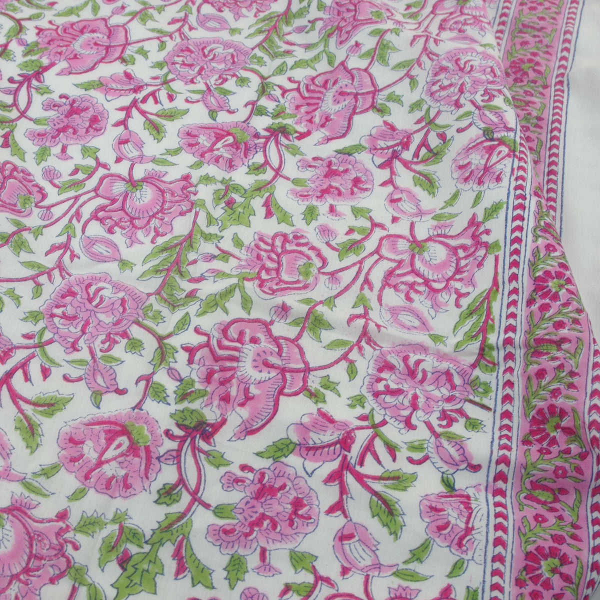 Pink Vines Floral Pattern Reversible Dohar Quilt Comforter DQ11