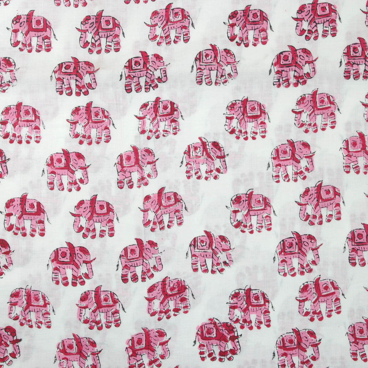 Indian Hand Block 100% Cotton Pink Elephant  Women Dress Fabric Design 110
