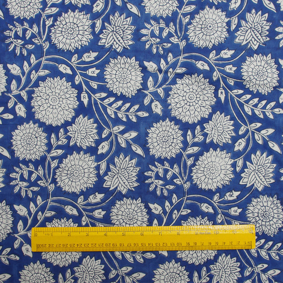 Indian Hand Block Print Blue Floral 100% Cotton Women Dress Fabric Design 16