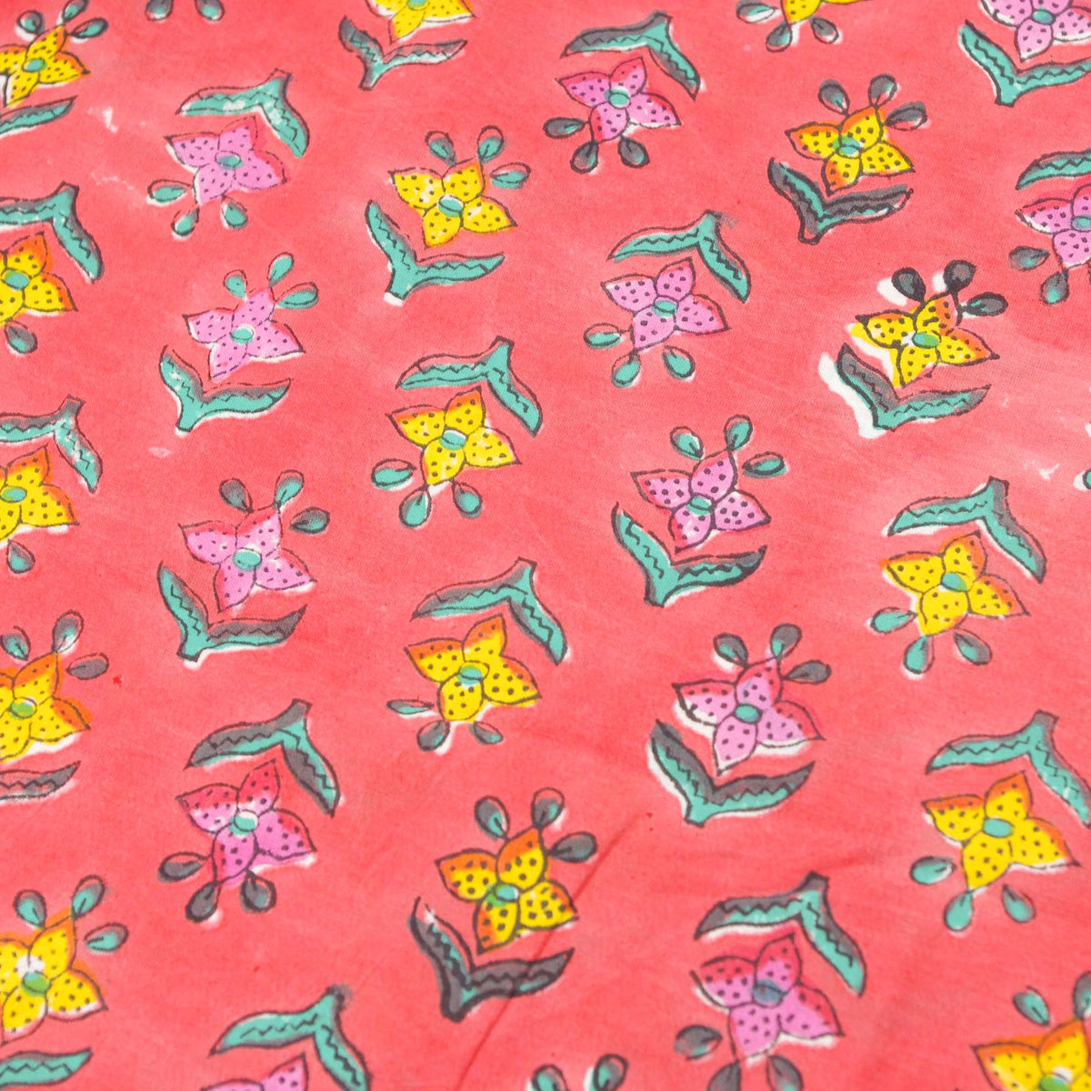 Block Print Fabric - Watermelon Pink Solid ( Design 364)