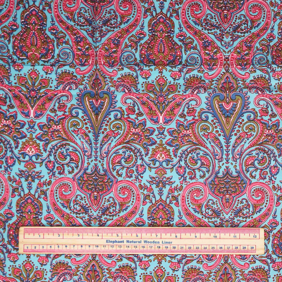 Block Print Fabric - Blue Paisley (Design 437)