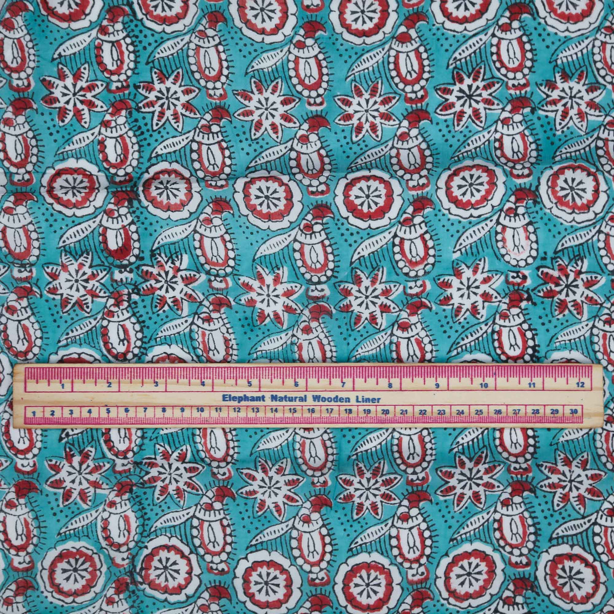 Block Print Fabric - Paisley Floral On Blue( Design 476)