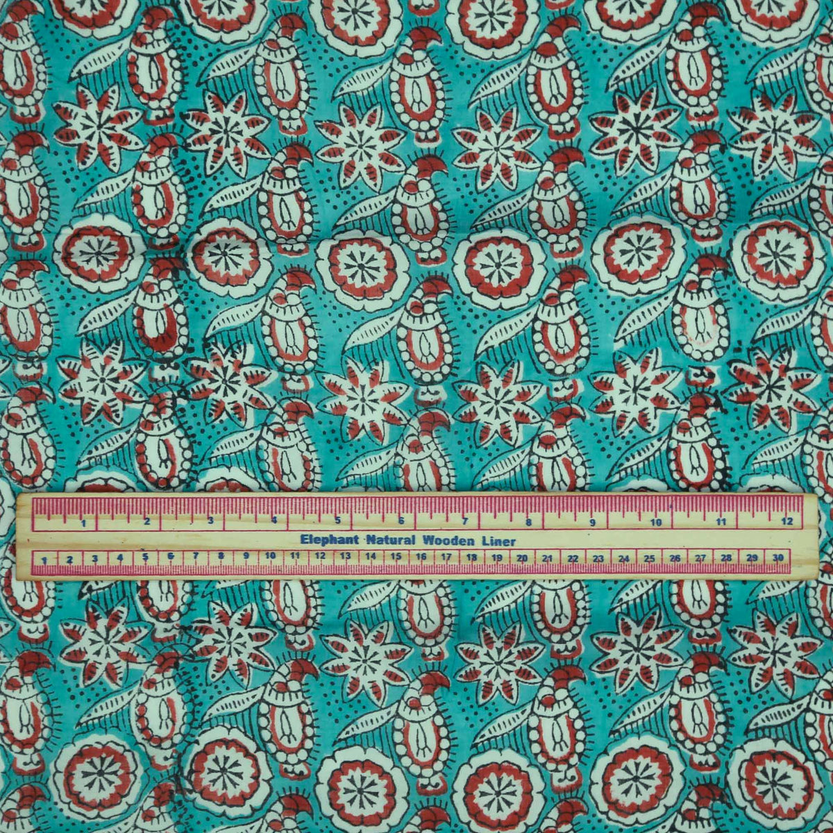 Block Print Fabric - Paisley Floral On Blue( Design 476)