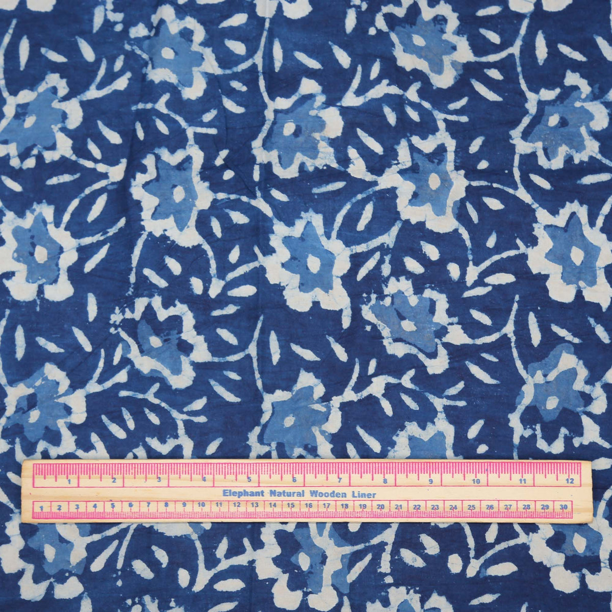 Block Print Fabric - Indigo Floral Jaal( Design 479)