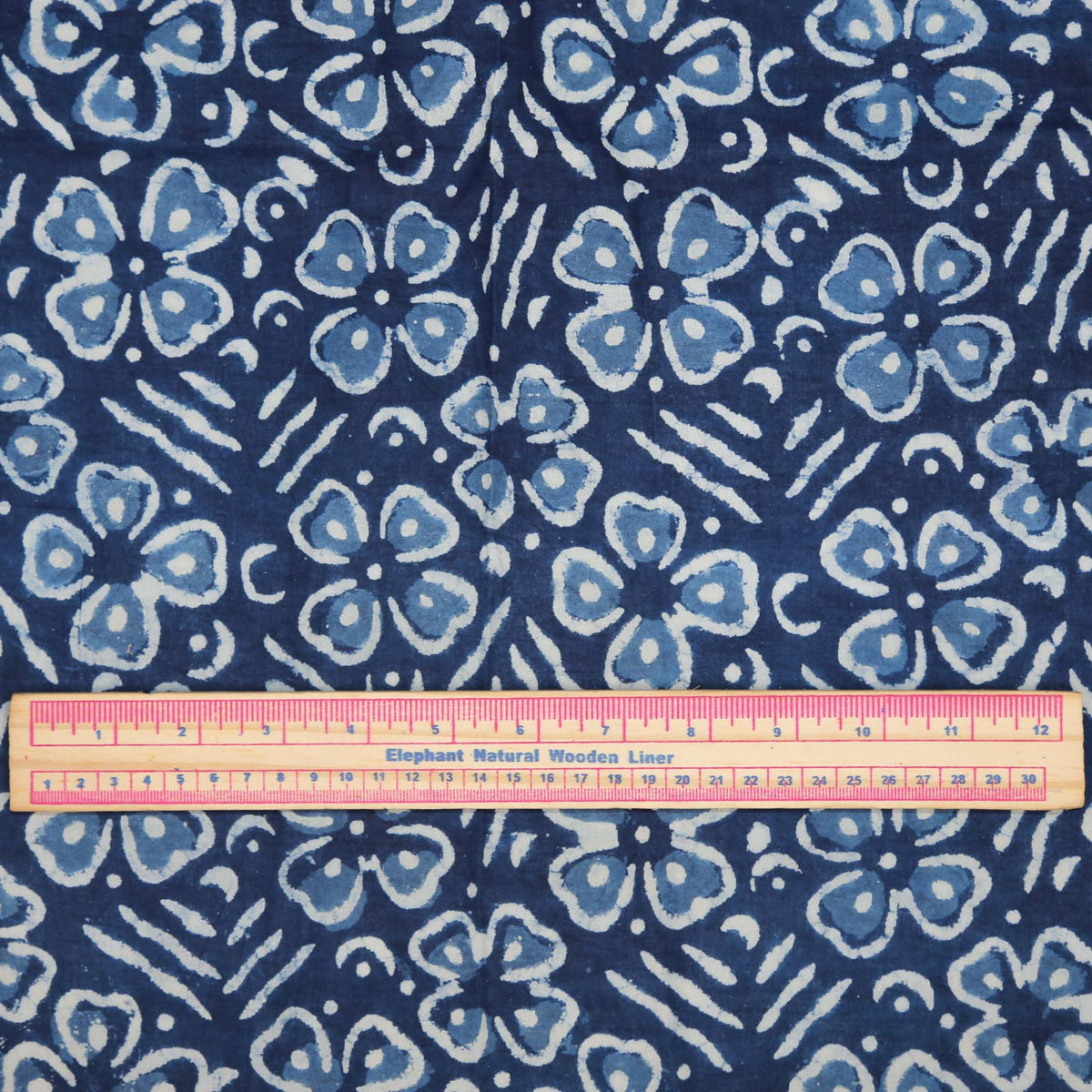 Block Print Fabric - Flowers On Indigo( Design 484)