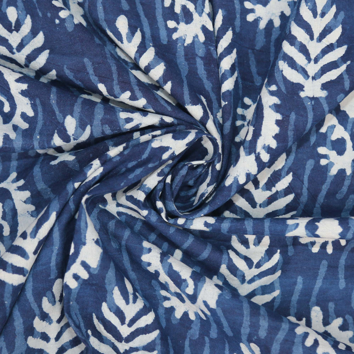 Block Print Fabric -Paisley Trees Indigo( Design 486)