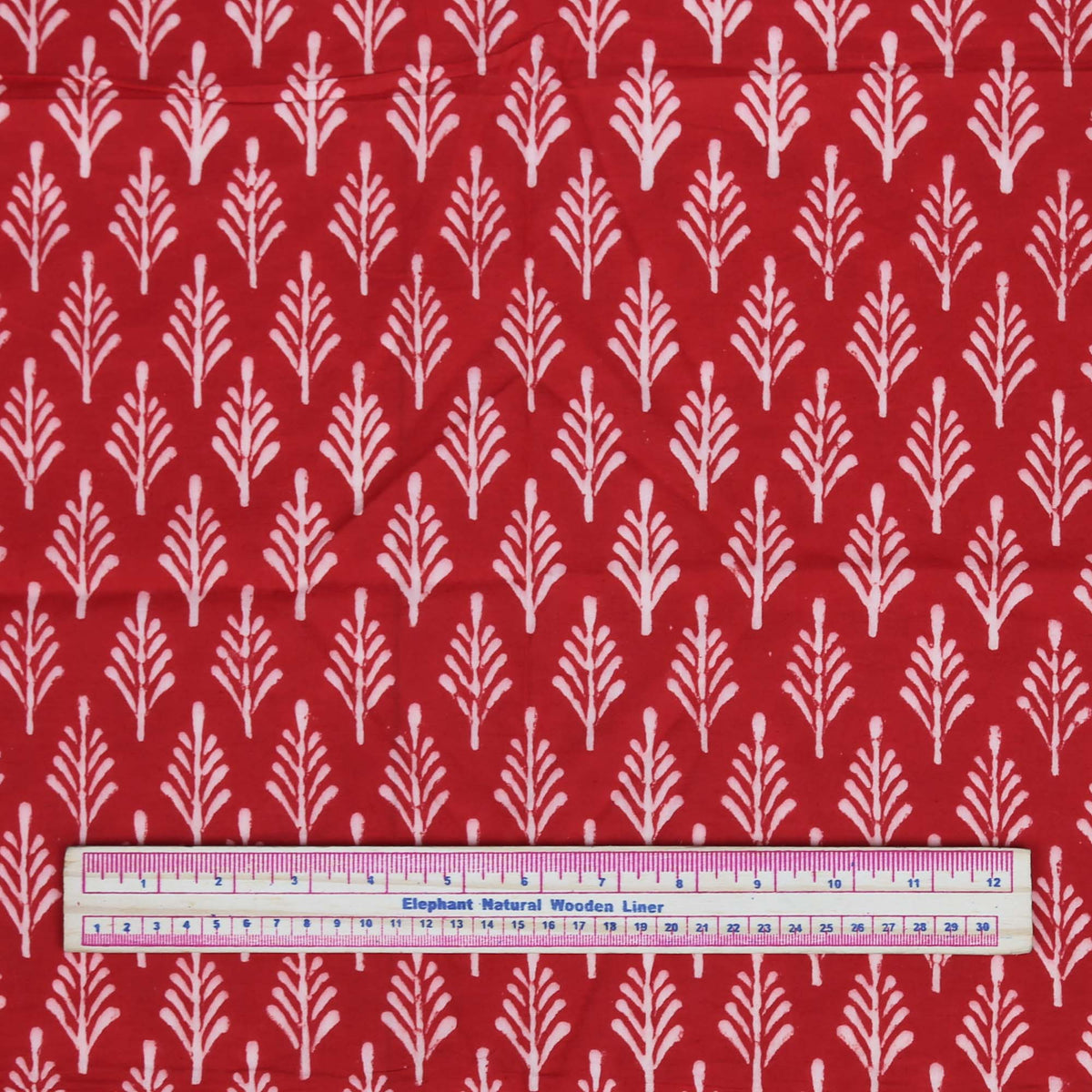 Bagru Block Print Orangish Red Motif Women Dress Fabric Design 491