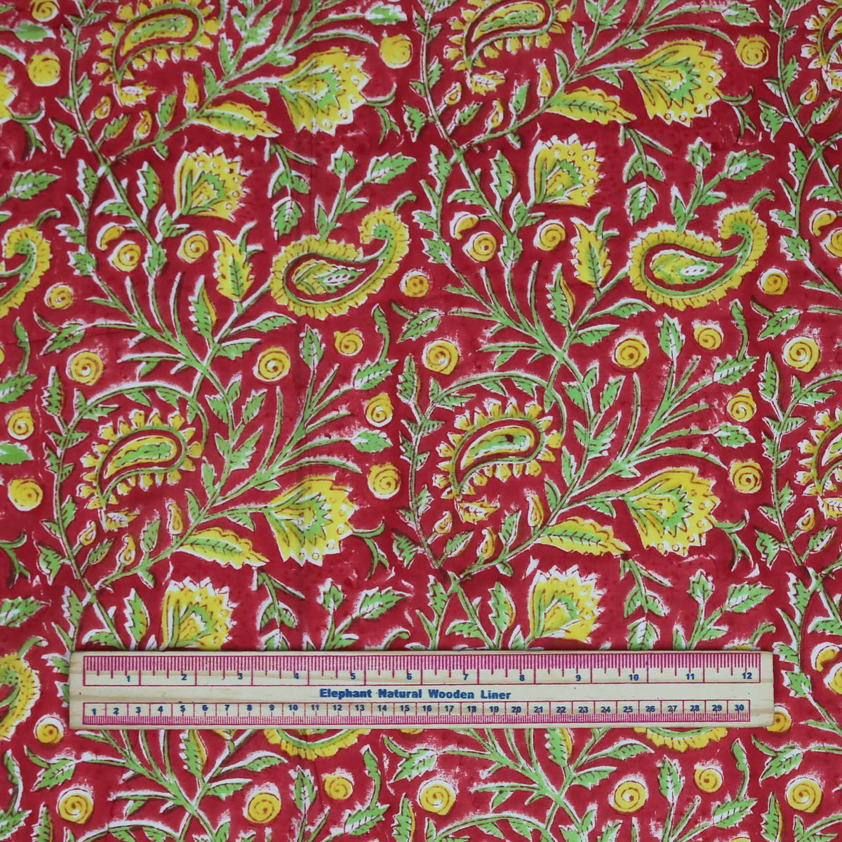 Block Print Fabric - Red Paisley (Design 515)