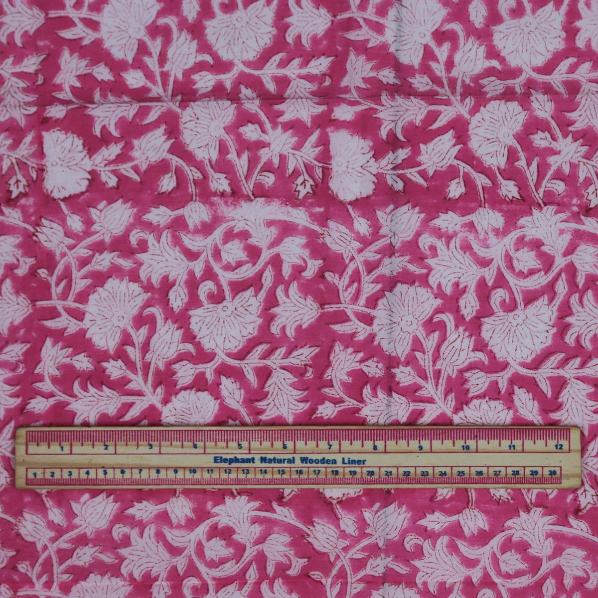 Block Print Fabric - Pink Floral (Design 528)