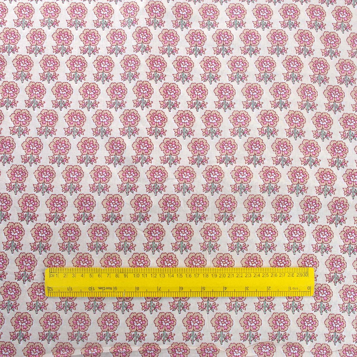 Natural Cheer Beige Hand Block Printed Cotton Fabric Design 539