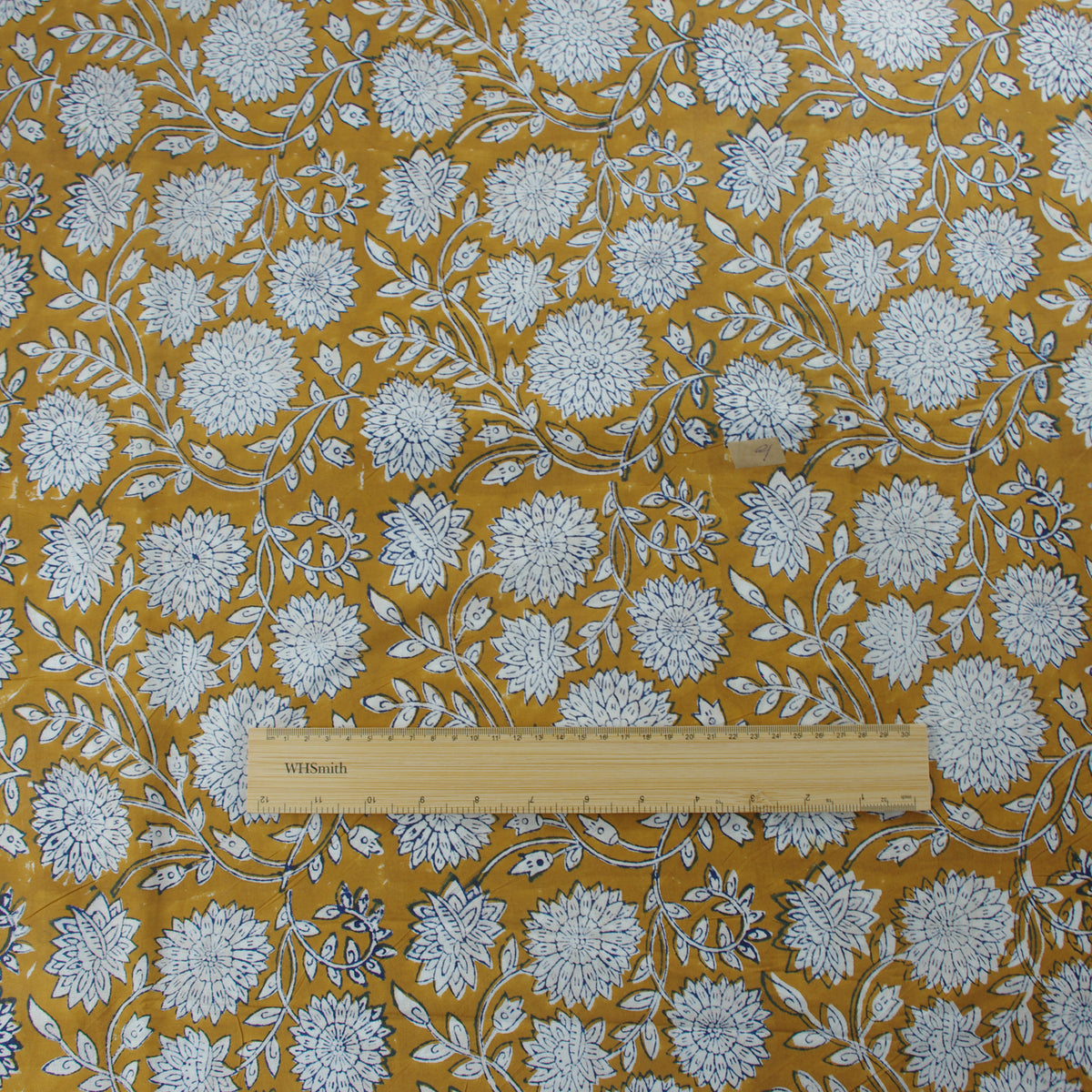 Deep Mustard  Hand Block Print 100% Cotton Women Dress Fabric Design 549