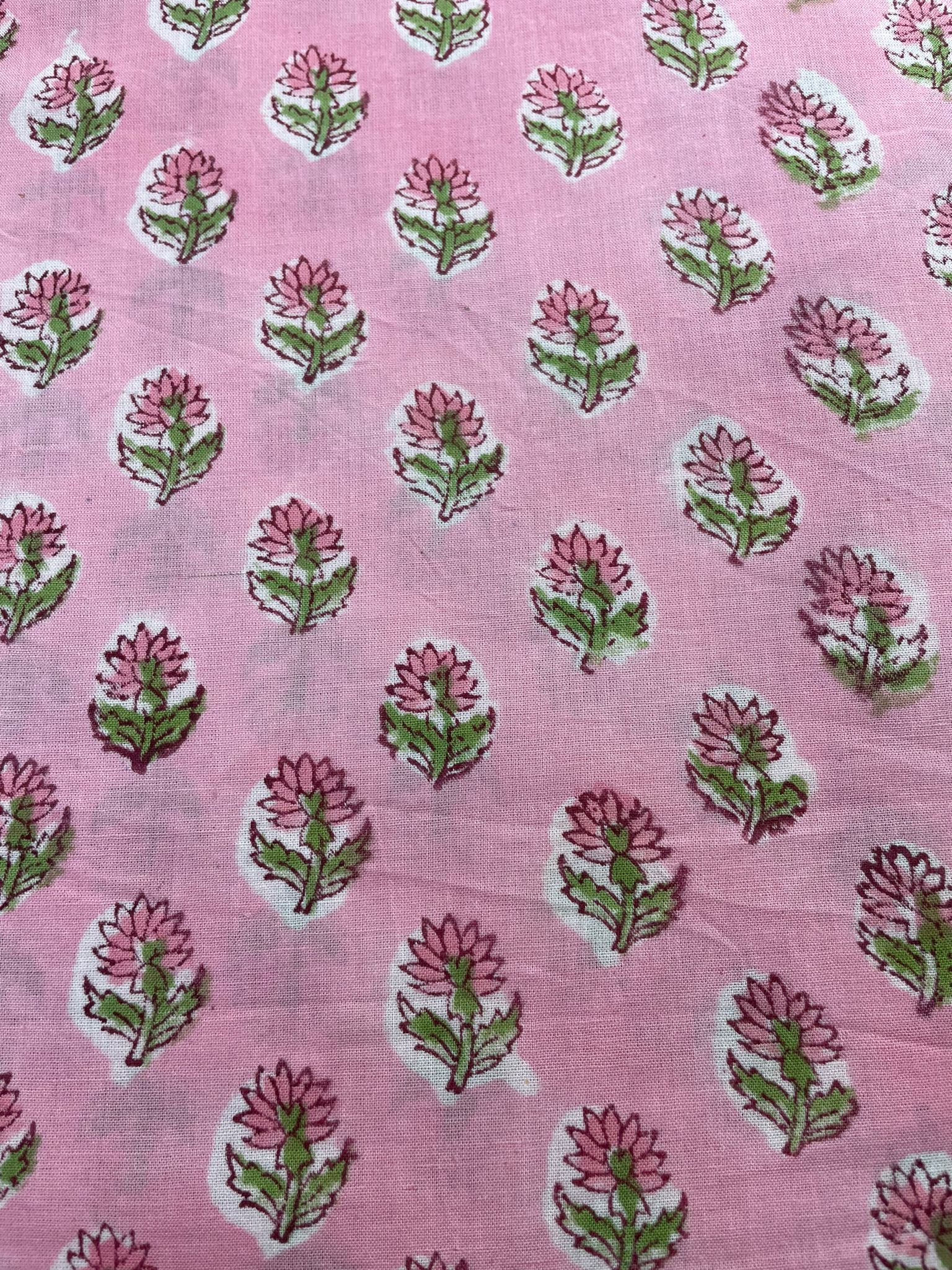 PINK Dress Cotton Fabrics 100% Cotton on sale Fabrics , Kantha Cotton Fabric, Handblock Fabric, handblock linen fabric, indian curtain Flower Fabric