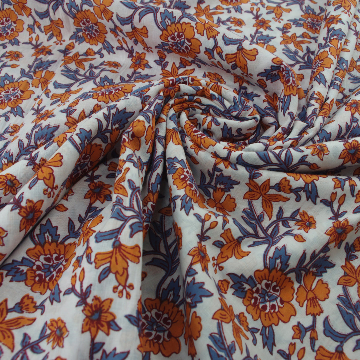 Apricot Blossom Hand Block Print 100% Cotton Women Dress Fabric Design 556