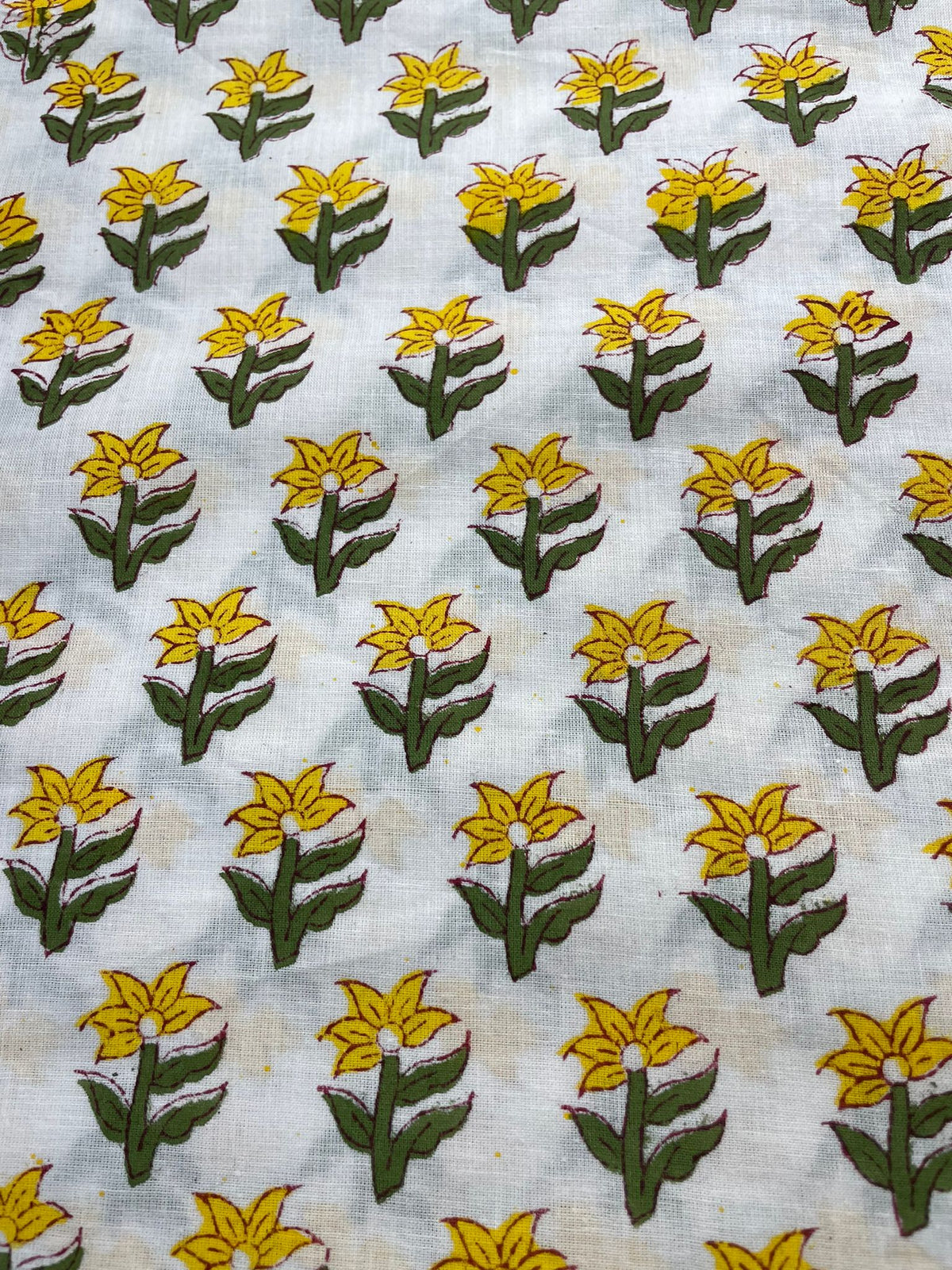 Yellow Sweeties Hand Block Print 100% Cotton Women Dress Fabric Design 557