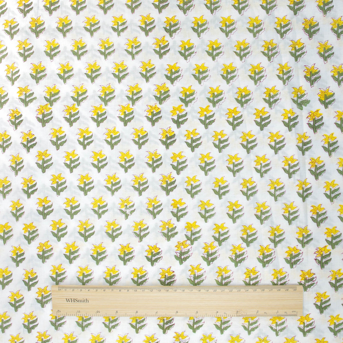 Yellow Sweeties Hand Block Print 100% Cotton Women Dress Fabric Design 557