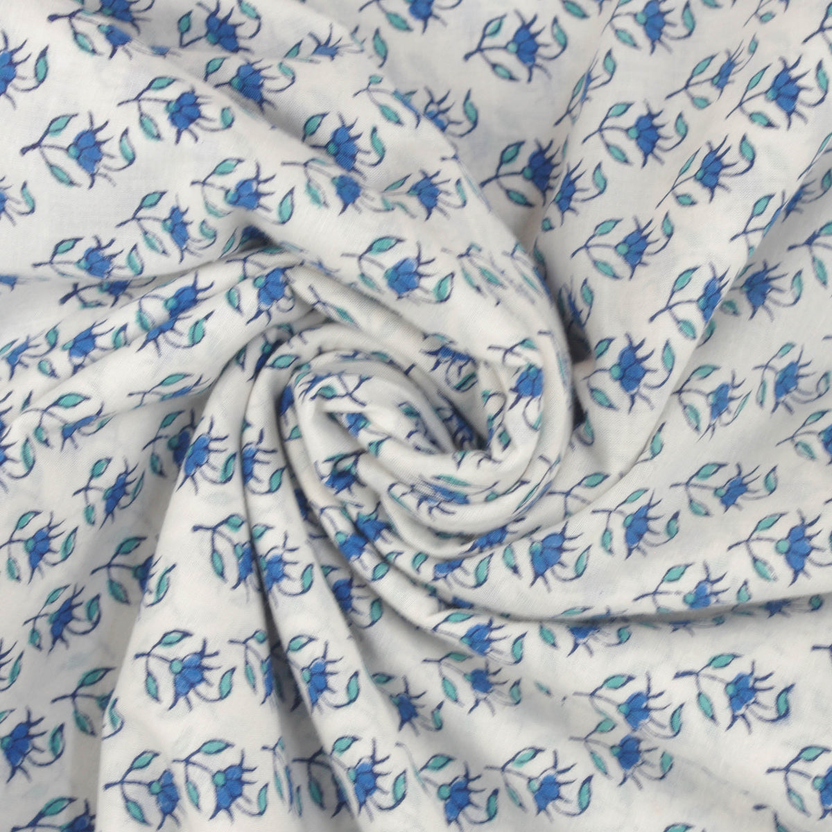 Blue Sweeties Hand Block Print 100% Cotton Women Dress Fabric Design 558