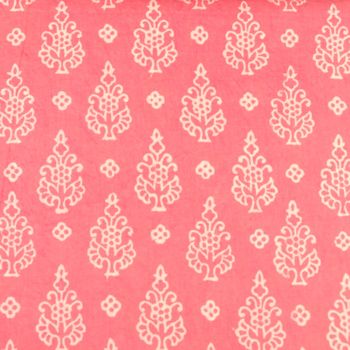 Bagru Block Print Salmon Pink Motif Women Dress Fabric Design 571