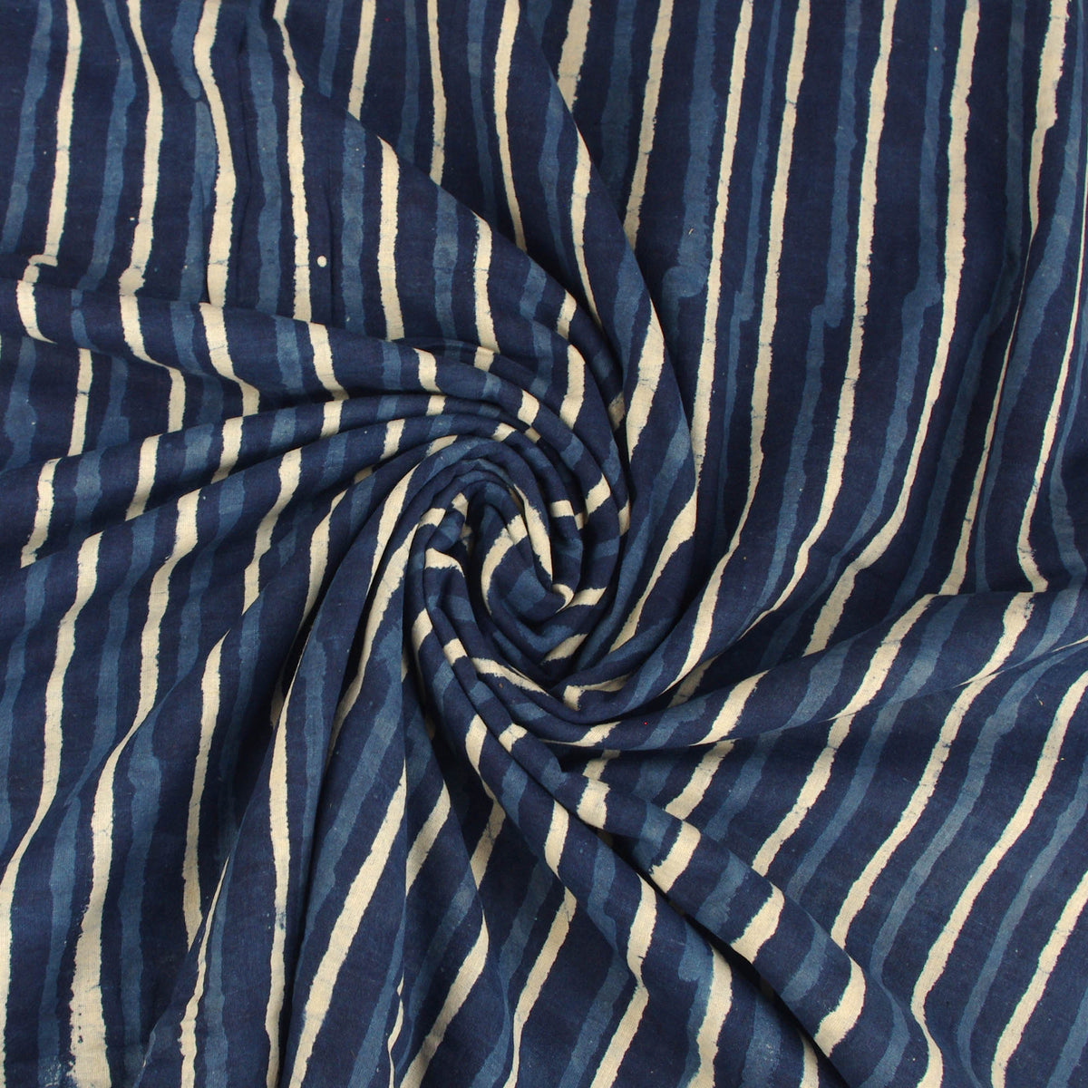 Block Print Fabric - Indigo Striped - Design 572