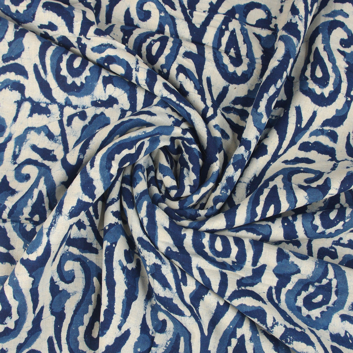 Block Print Fabric - Indigo Paisley - Design 573