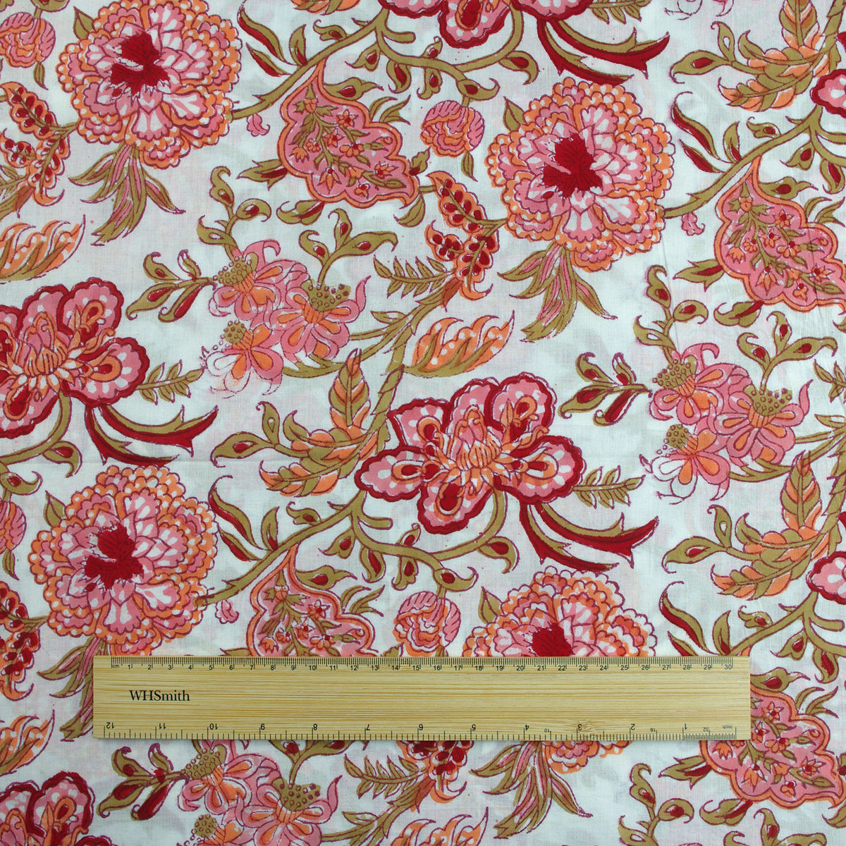 Indischer Handblockdruck Dunkelblaues Blumenmuster 100 % Baumwolle Damenkleid Stoffdesign 16