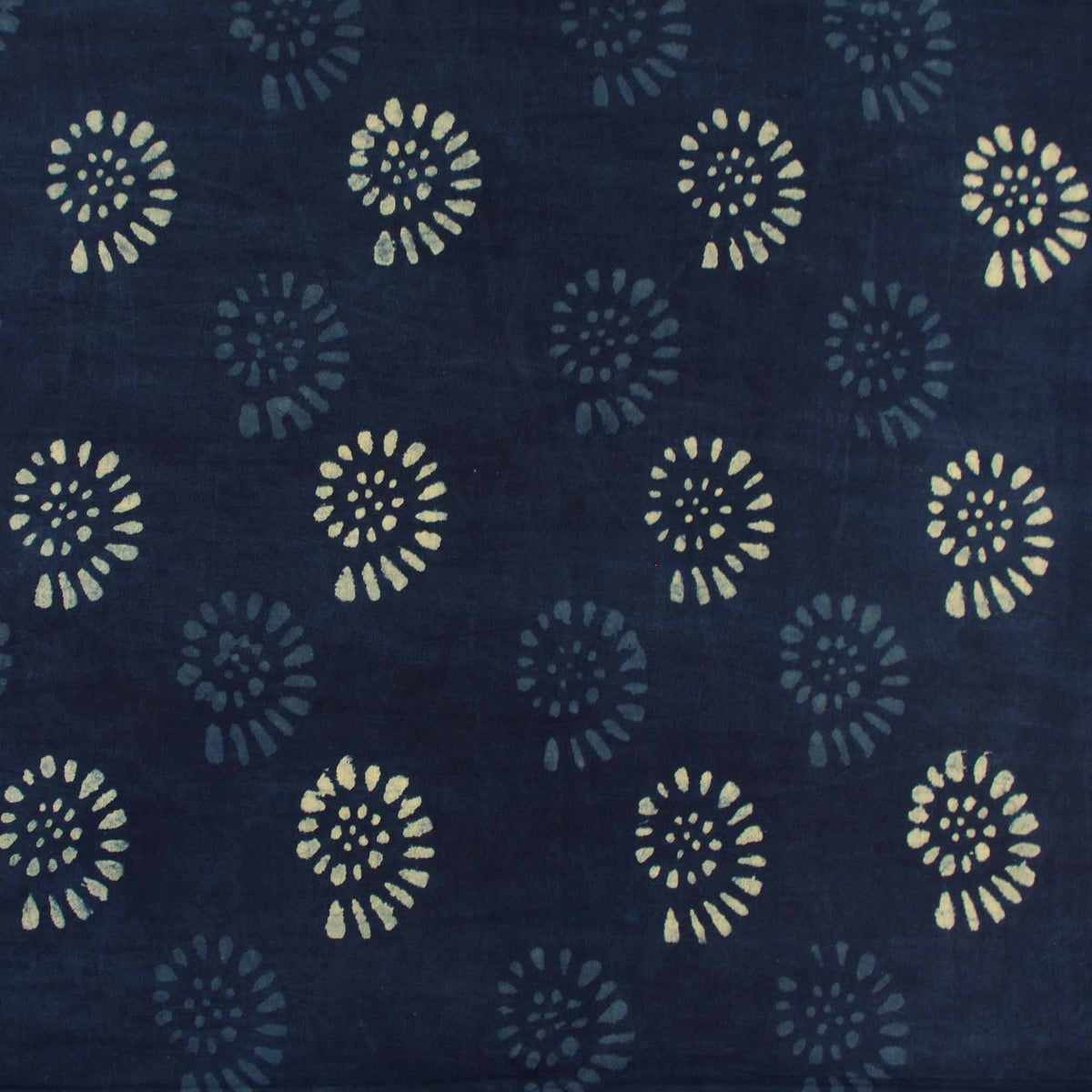 Indigo Block Print Fabric - Fireworks (Design 622)