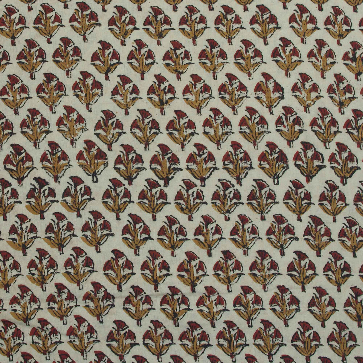 Bagru Block Print Beige MaroonRed Booti Women Dress Fabric Design 630