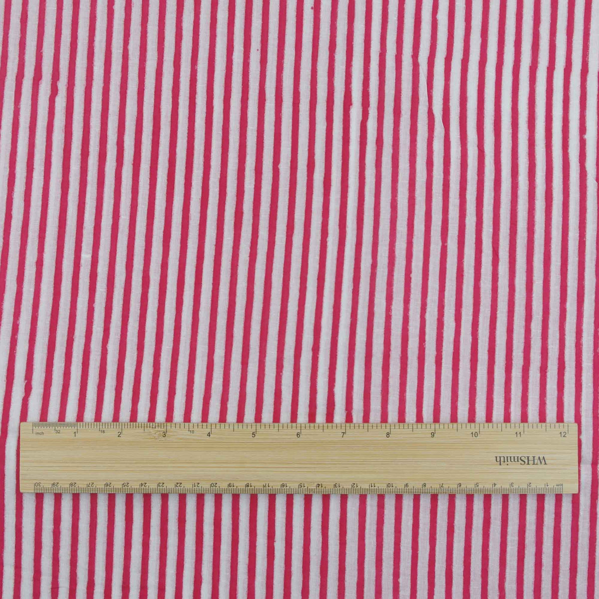 Indian Hand Block 100% Cotton Red & White Striped Print Women Dress Fabric Design 637