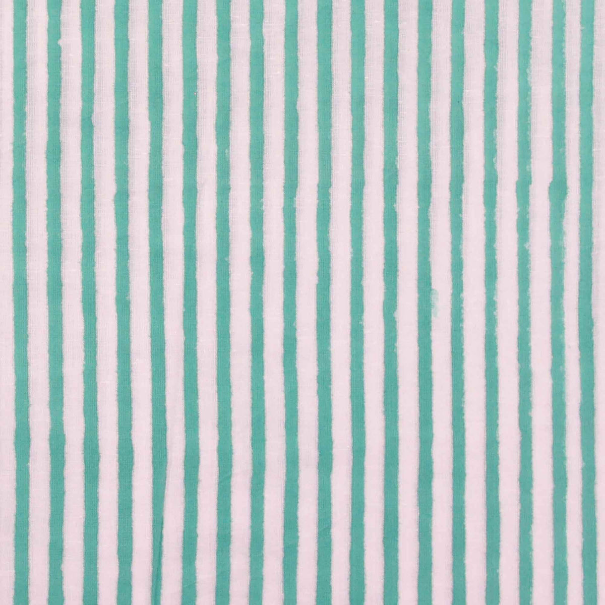 Indian Hand Block 100% Cotton Teal Green & White Striped Print Women Dress Fabric Design 638