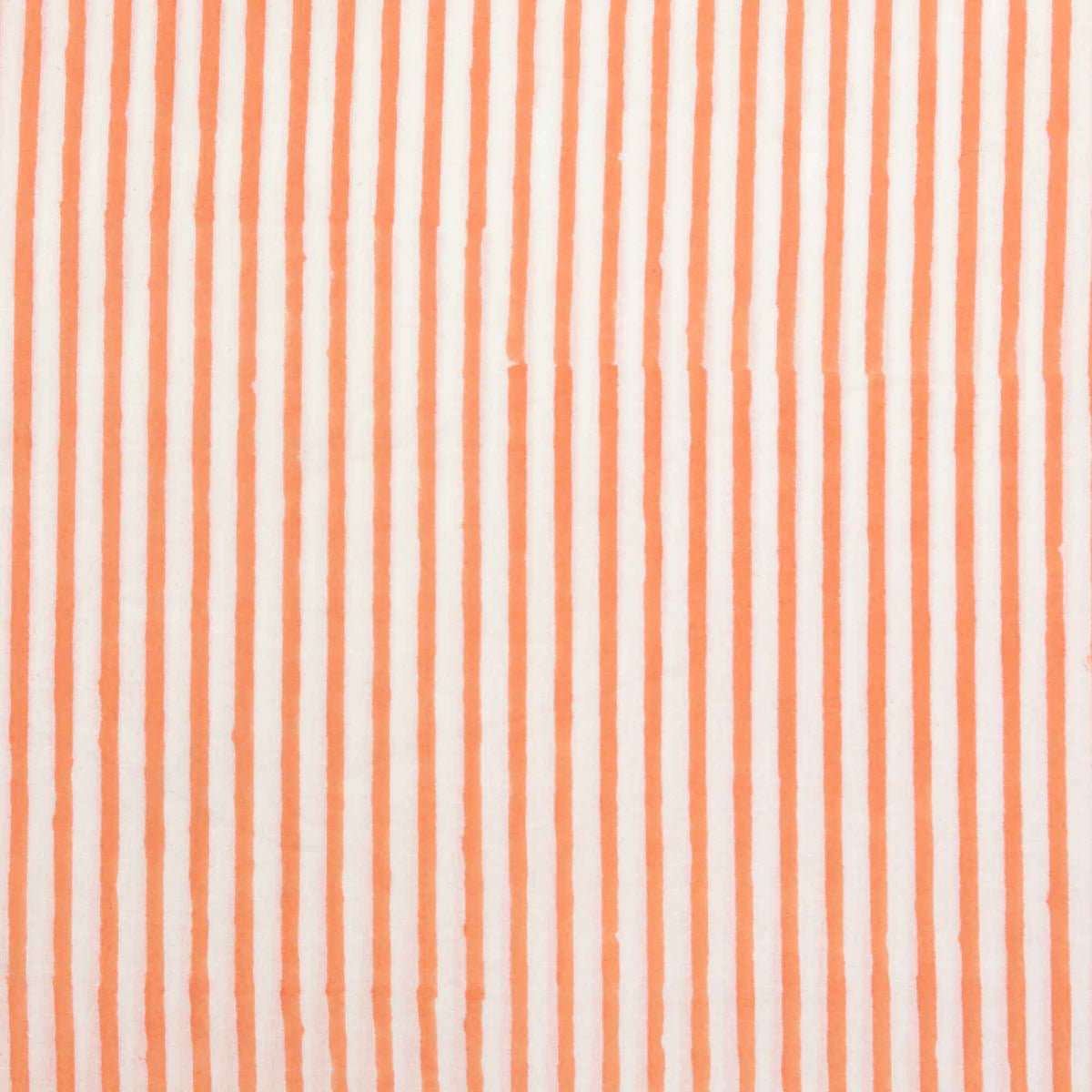 Indian Hand Block 100% Cotton Orange & White Striped Print Women Dress Fabric Design 639