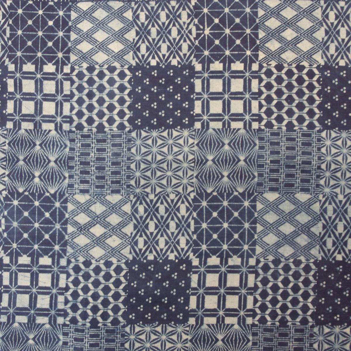 Indigo Dabu Patchwork Pattern Hand Block Printed 100% Cotton Fabric Design 655