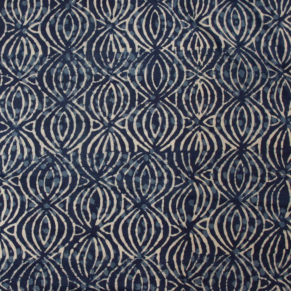 Block Print Fabric - Indigo Oval Abstract - Design 660