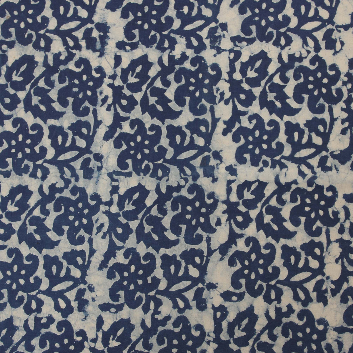 Block Print Fabric - Indigo Floral Jaal- Design 666