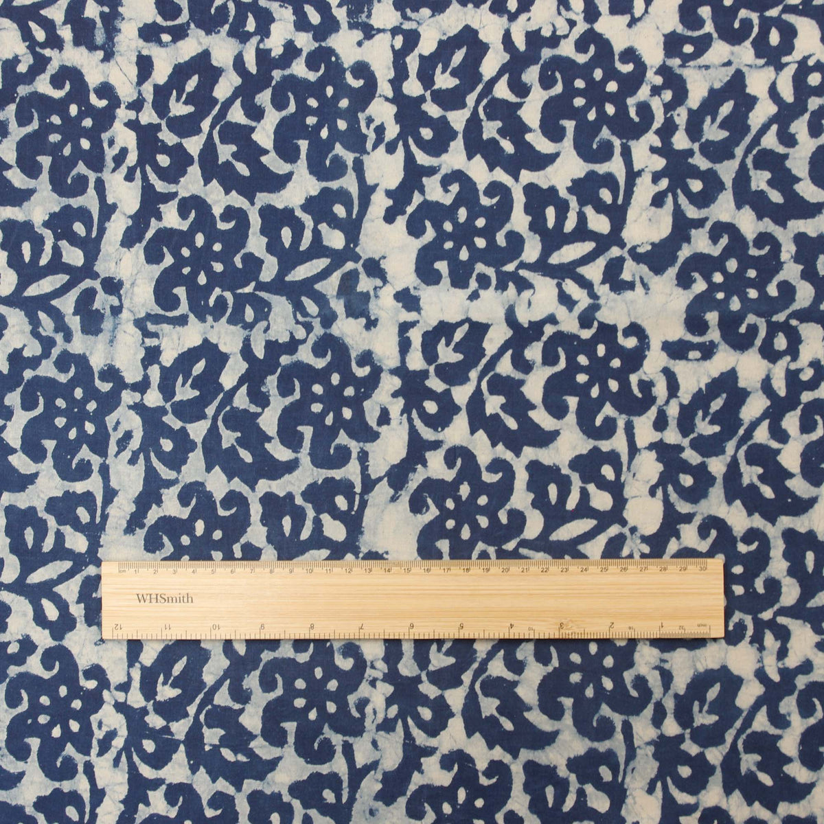 Block Print Fabric - Indigo Floral Jaal- Design 666