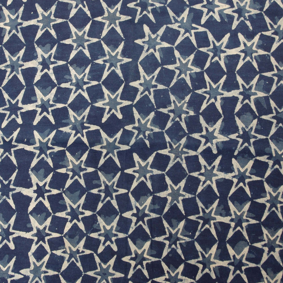 Indigo White Star Block Print Fabric - Design 670