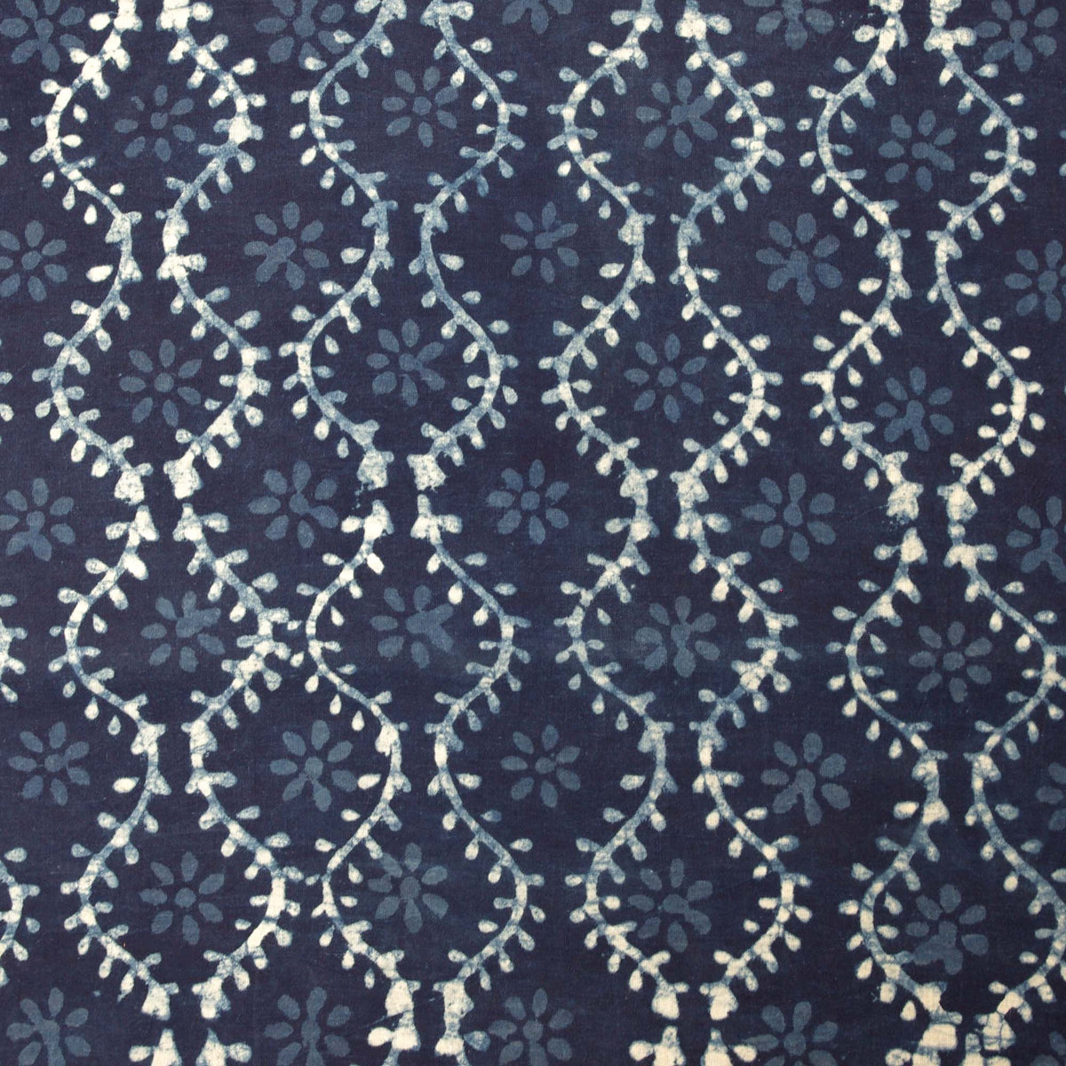 Indigo White Nature Jaal Block Print Fabric - Design 672