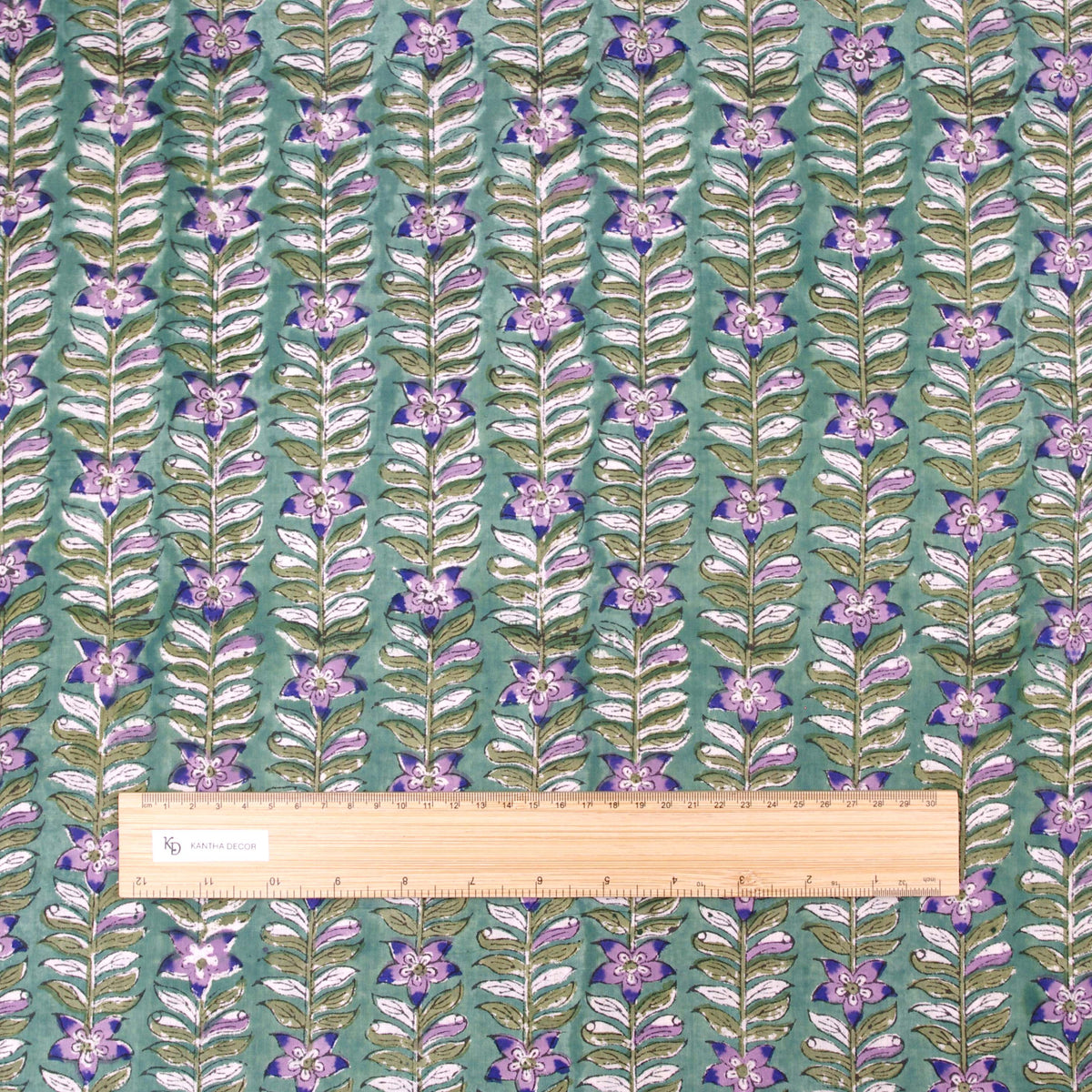 Indischer Handblockdruck Dunkelblaues Blumenmuster 100 % Baumwolle Damenkleid Stoffdesign 16