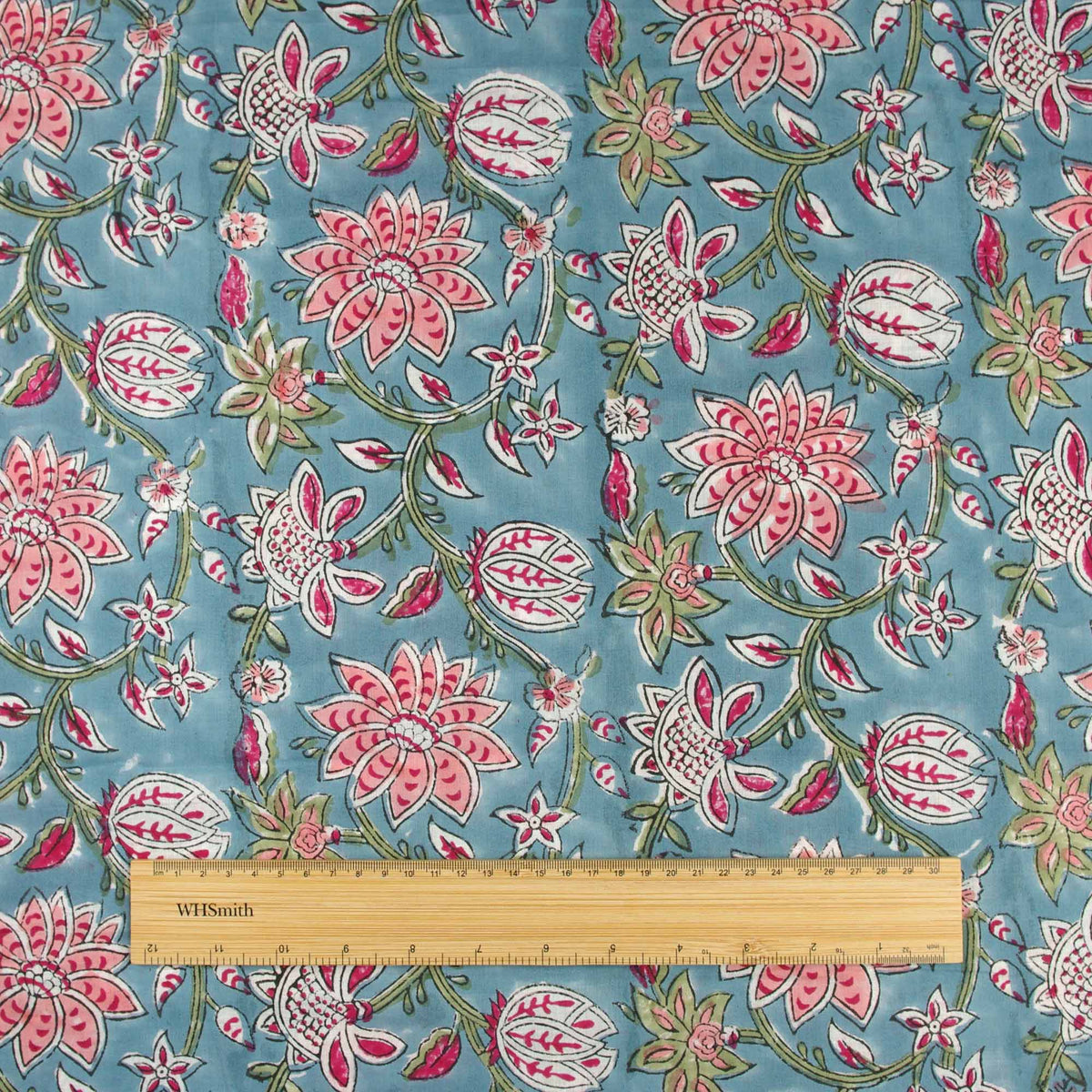 Indian Hand Block 100% Baumwolle Beige Blumendruck Damen Kleid Stoff Design 111