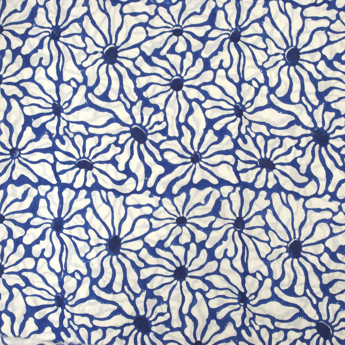 Indian Hand Block Print Indigo Blue & White Floral 100% Cotton Dress Fabric Design 685