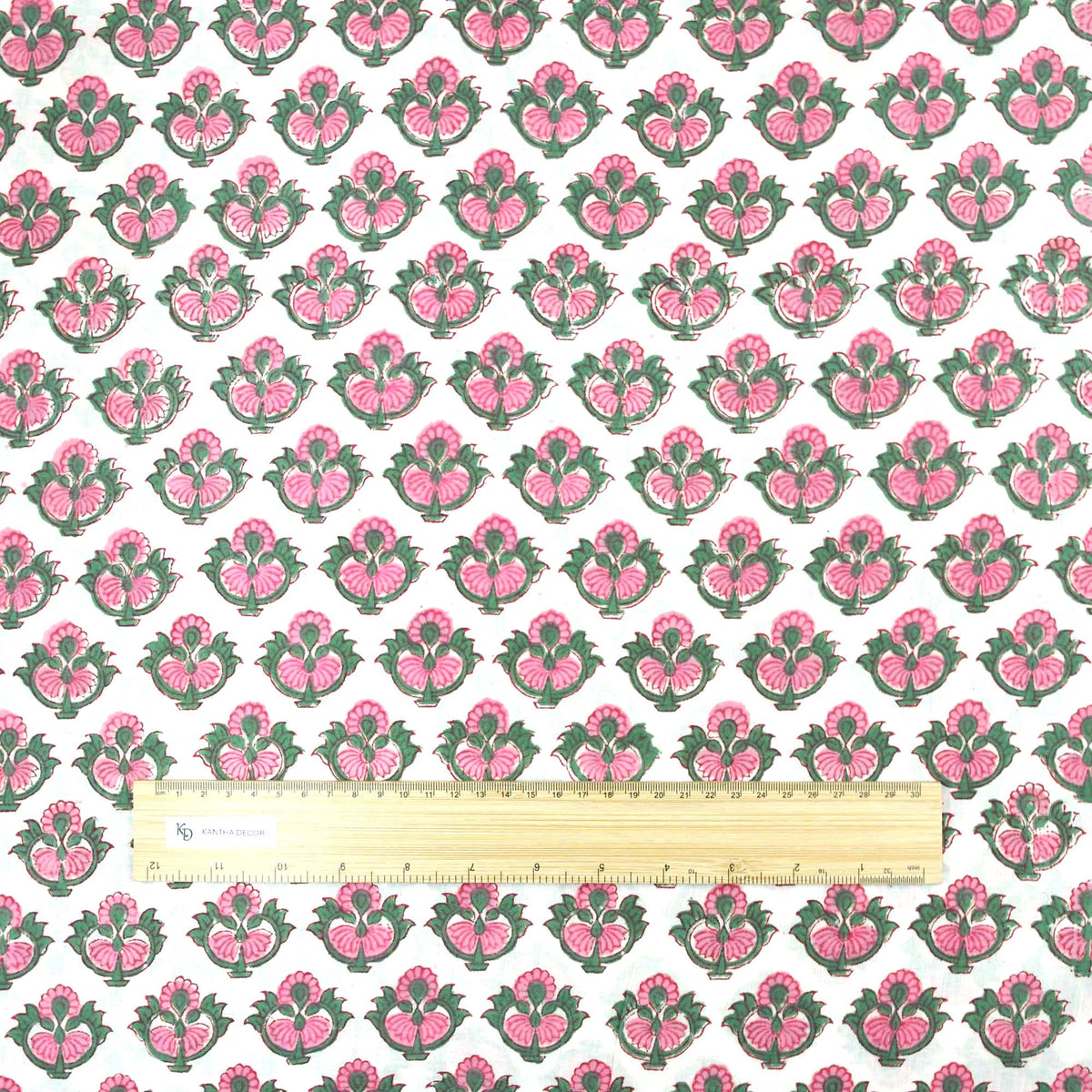 Indischer Handblockdruck Dunkelblaues Blumenmuster 100 % Baumwolle Damenkleid Stoffdesign 16