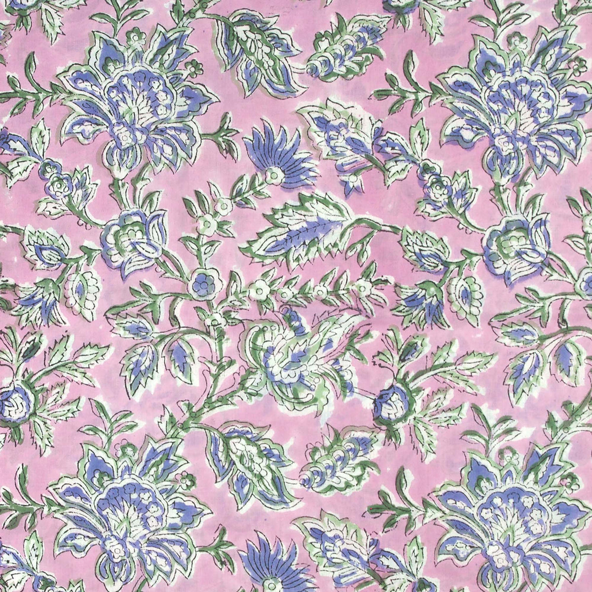 Indian Hand Block Lavendar Pink Jaal Print 100% Cotton Women Dress Fabric Design 705