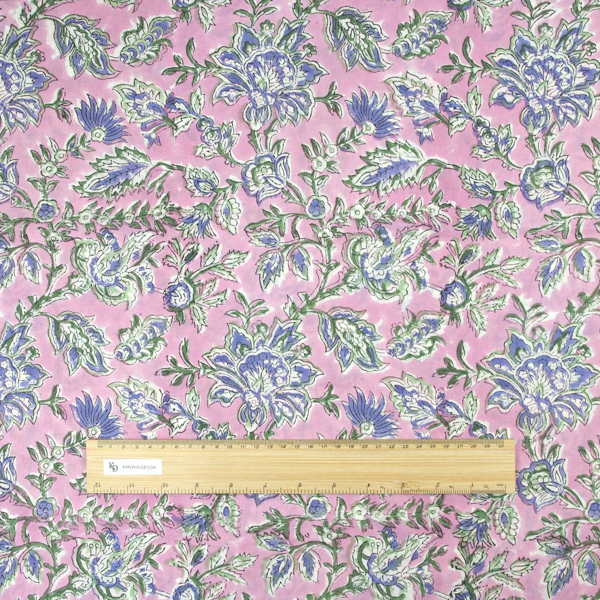 Indian Hand Block Lavendar Pink Jaal Print 100% Cotton Women Dress Fabric Design 705