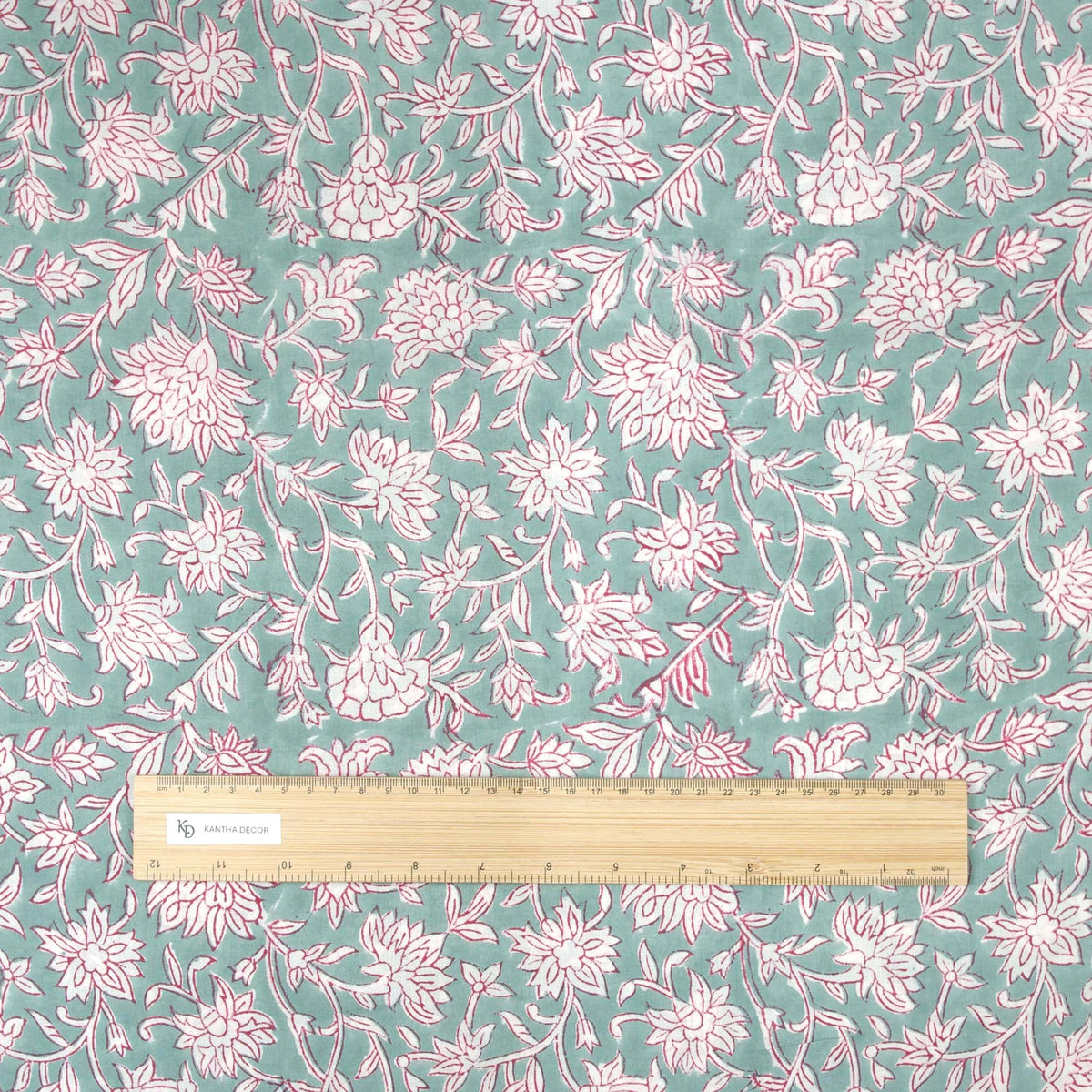 Indischer Handblockdruck Dunkelblaues Blumenmuster 100 % Baumwolle Damenkleid Stoffdesign 16