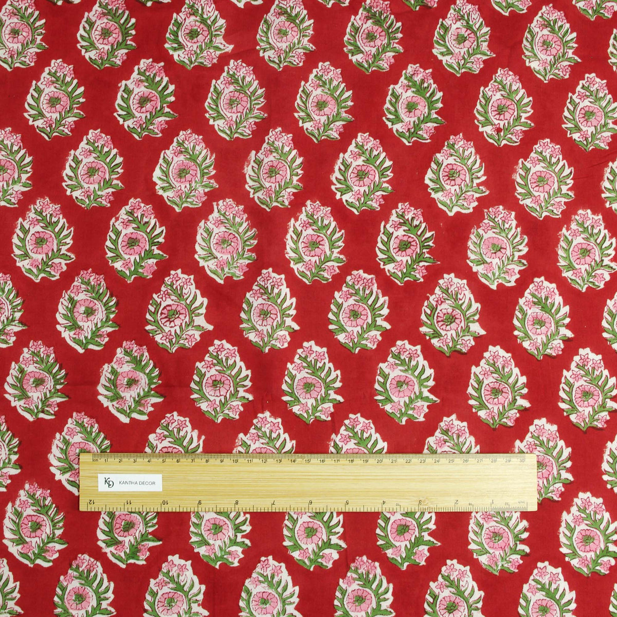 Indischer Handblockdruck Dunkelblaues Blumenmuster 100 % Baumwolle Damenkleid Stoffdesign 16