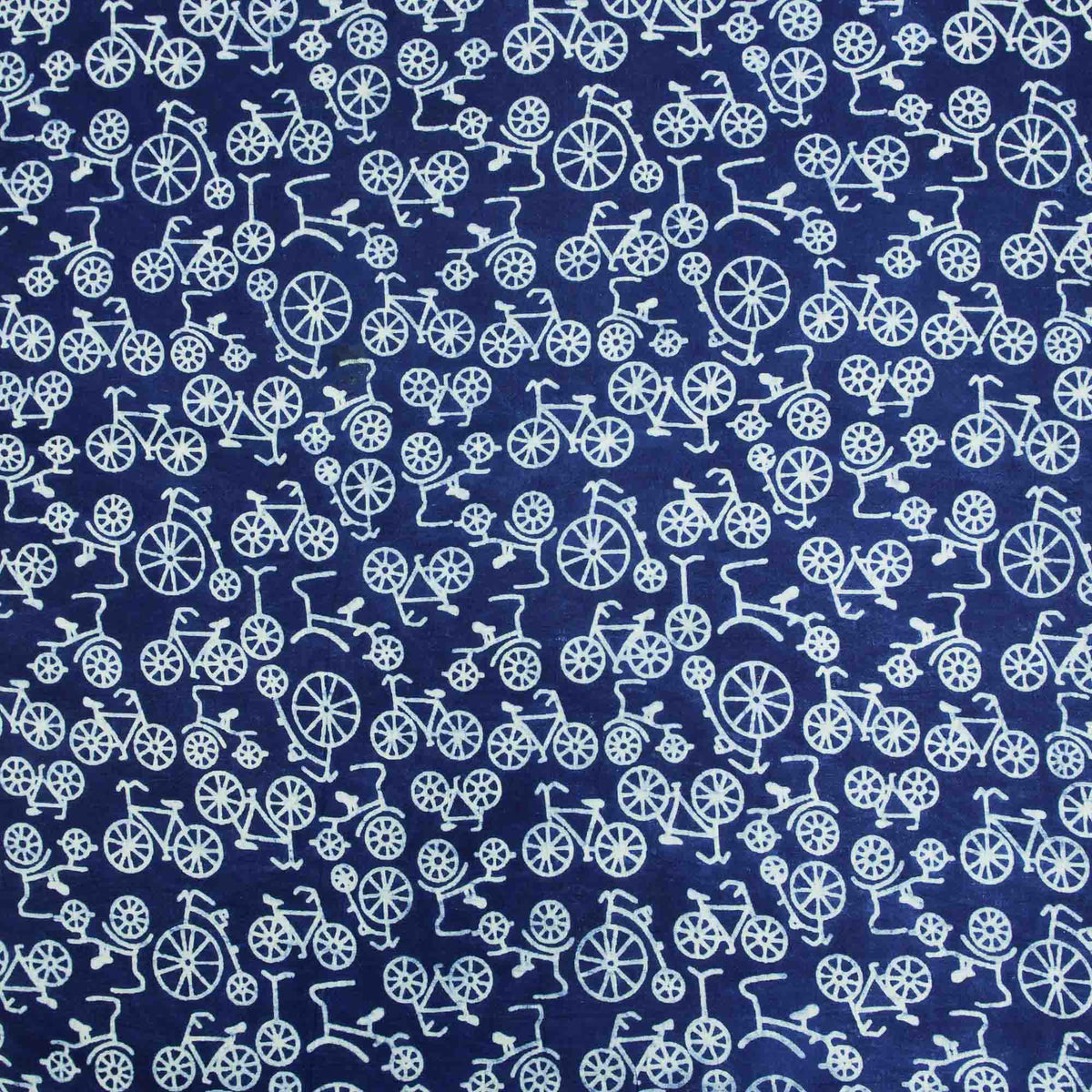 Indigo White Cycle Block Print Fabric - Design 798